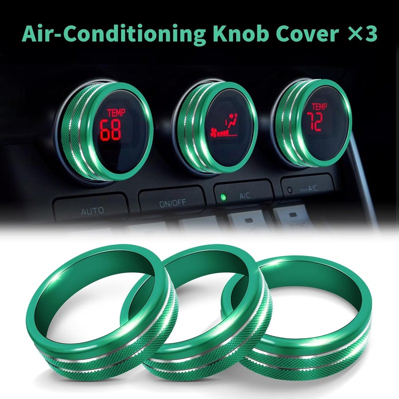 Polodunn Interior Accessories for Subaru BRZ & Toyota GR86 2021 2022 2023 2024 2025 - A/C, Vol Tune, Rearview Mirror Knob Cover, Push Start Button Ring, Aluminum Alloy Decorative 7pcs/Set (Green) - Image 2